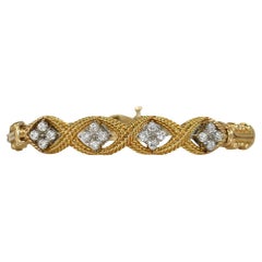 Vintage 18K Yellow Gold 2 Tone Diamond Bracelet, 1.00tdw, 23.9g