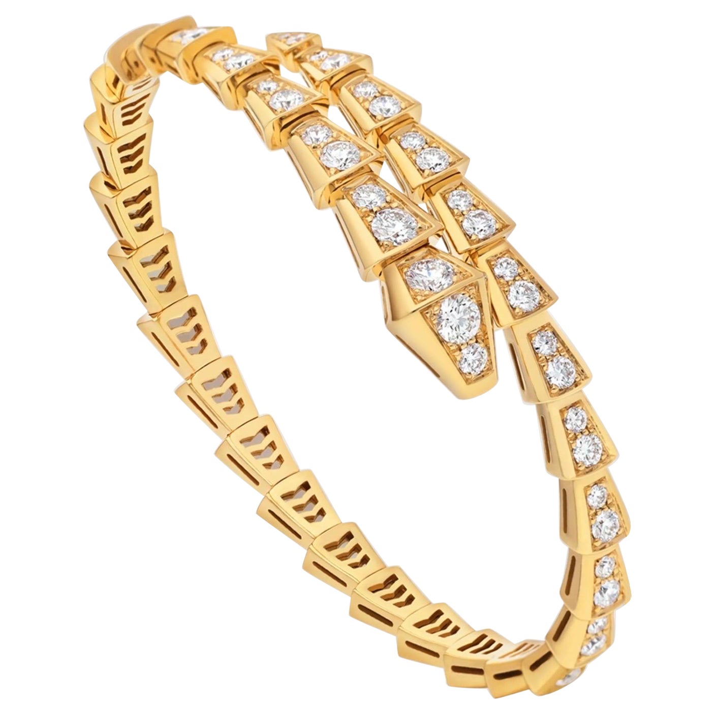 Pulsera Serpenti Viper Slim Oro Amarillo 18k 3 Ct Pave Diamante Talla mediana