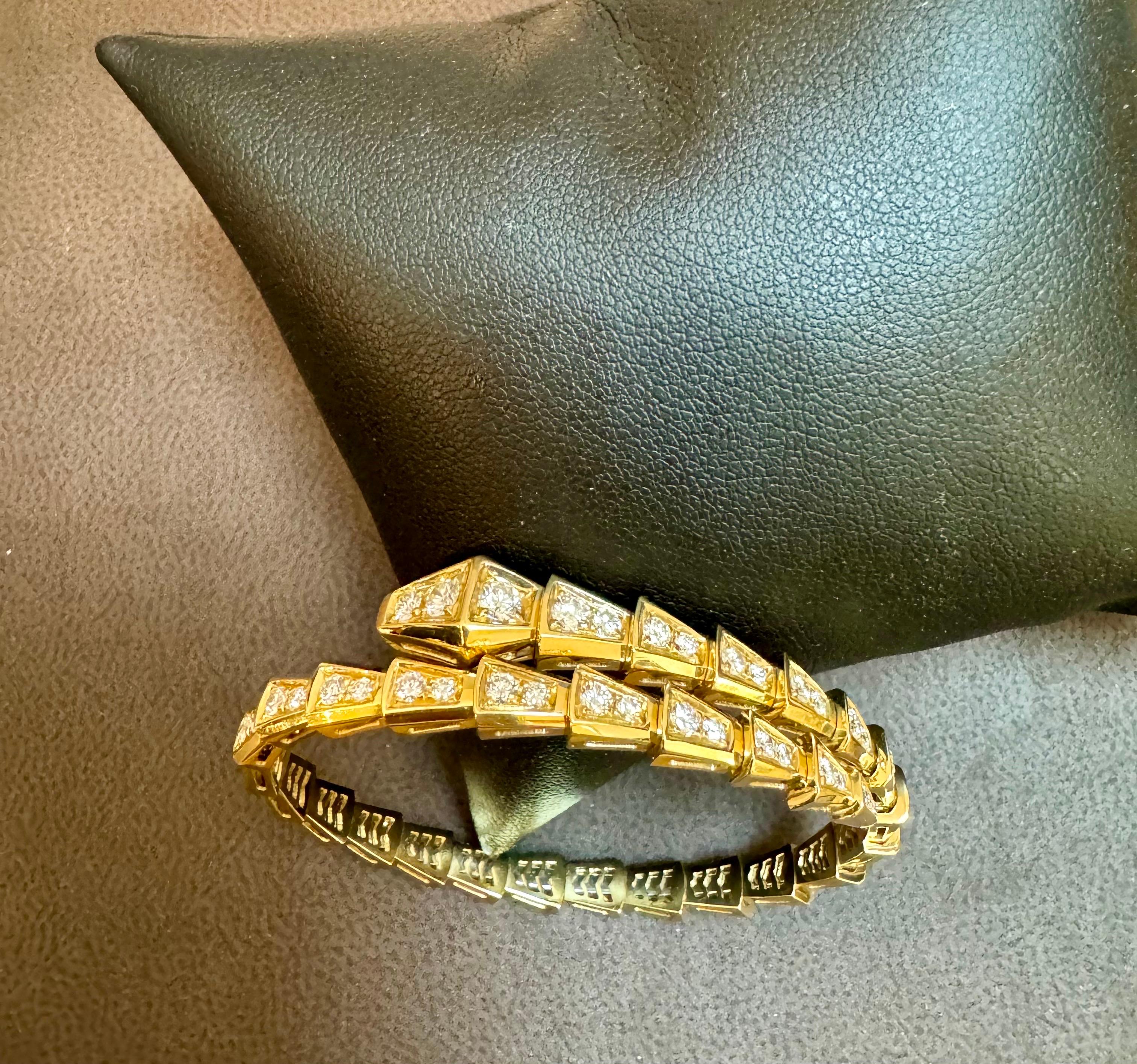 18k Yellow Gold 3 Ct Pave Diamond Serpenti Viper Slim Bracelet Size medium 6