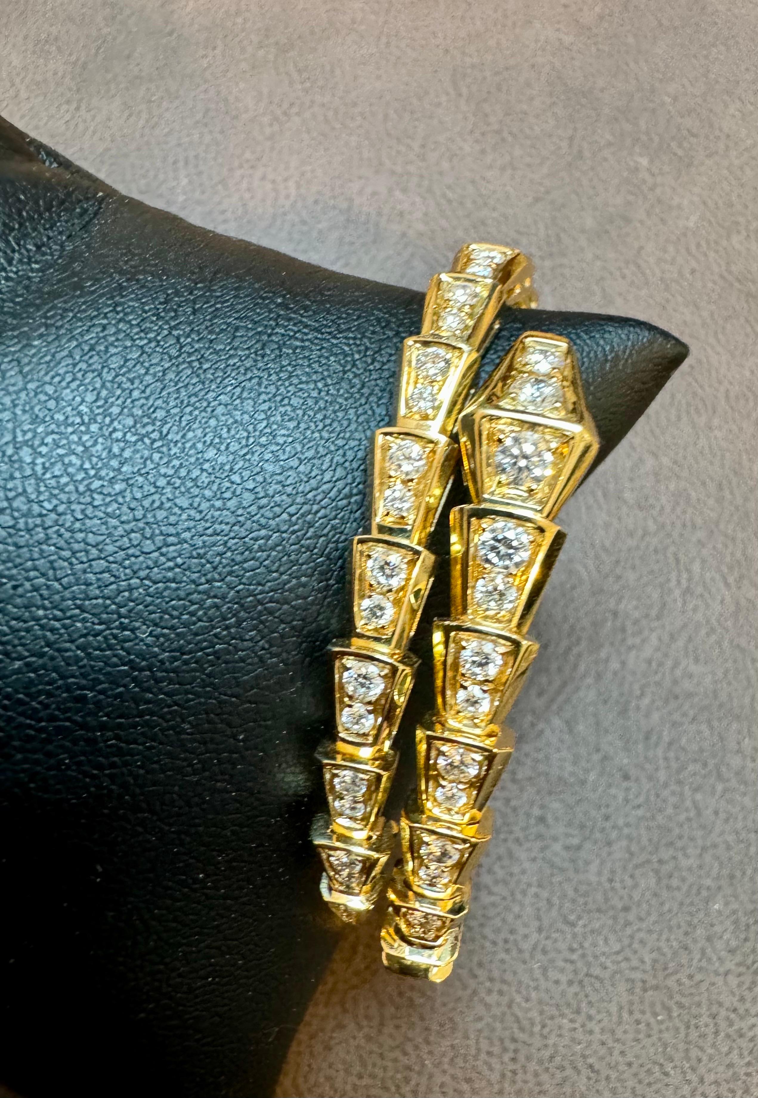 18k Yellow Gold 3 Ct Pave Diamond Serpenti Viper Slim Bracelet Size medium 7