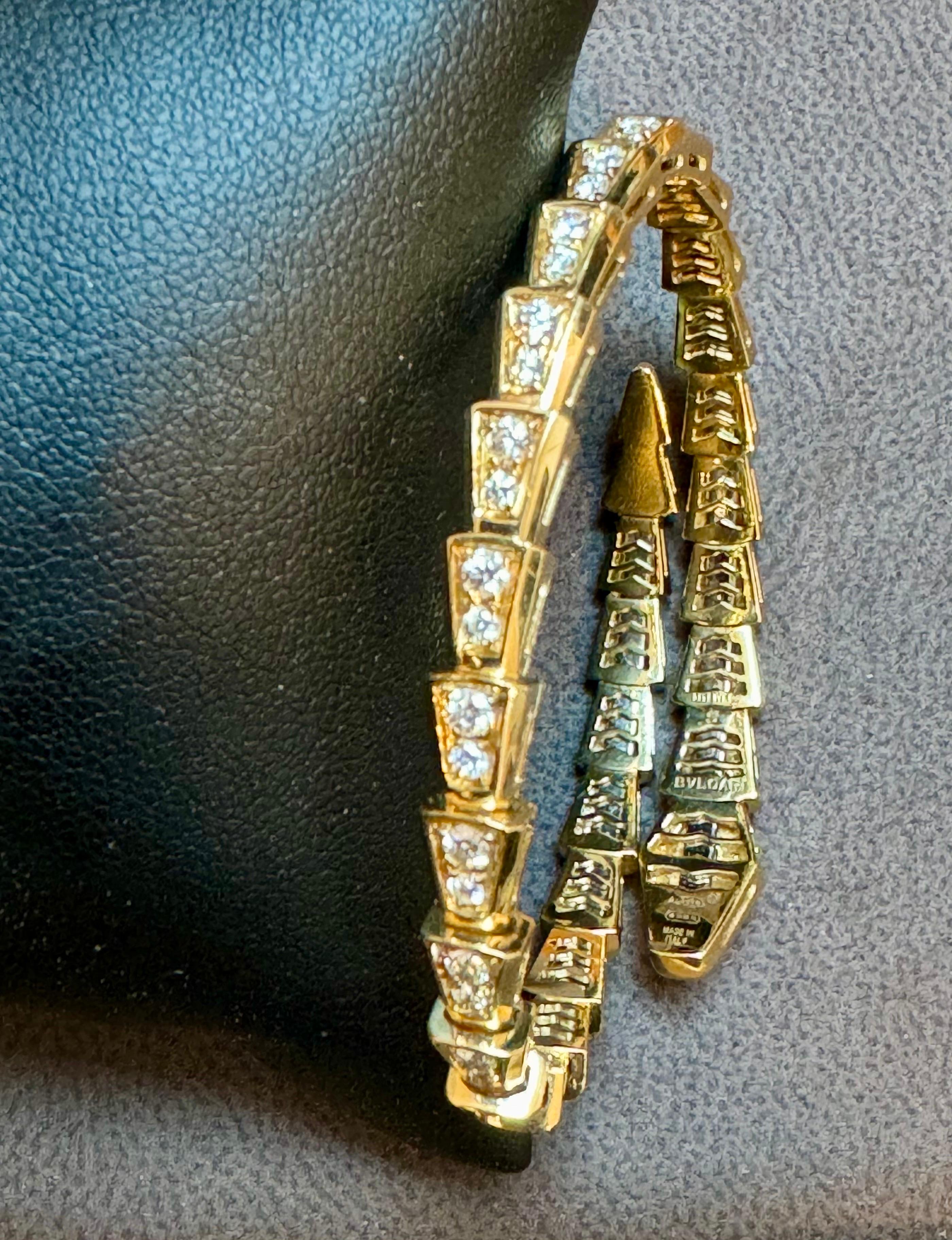 18k Yellow Gold 3 Ct Pave Diamond Serpenti Viper Slim Bracelet Size medium 8