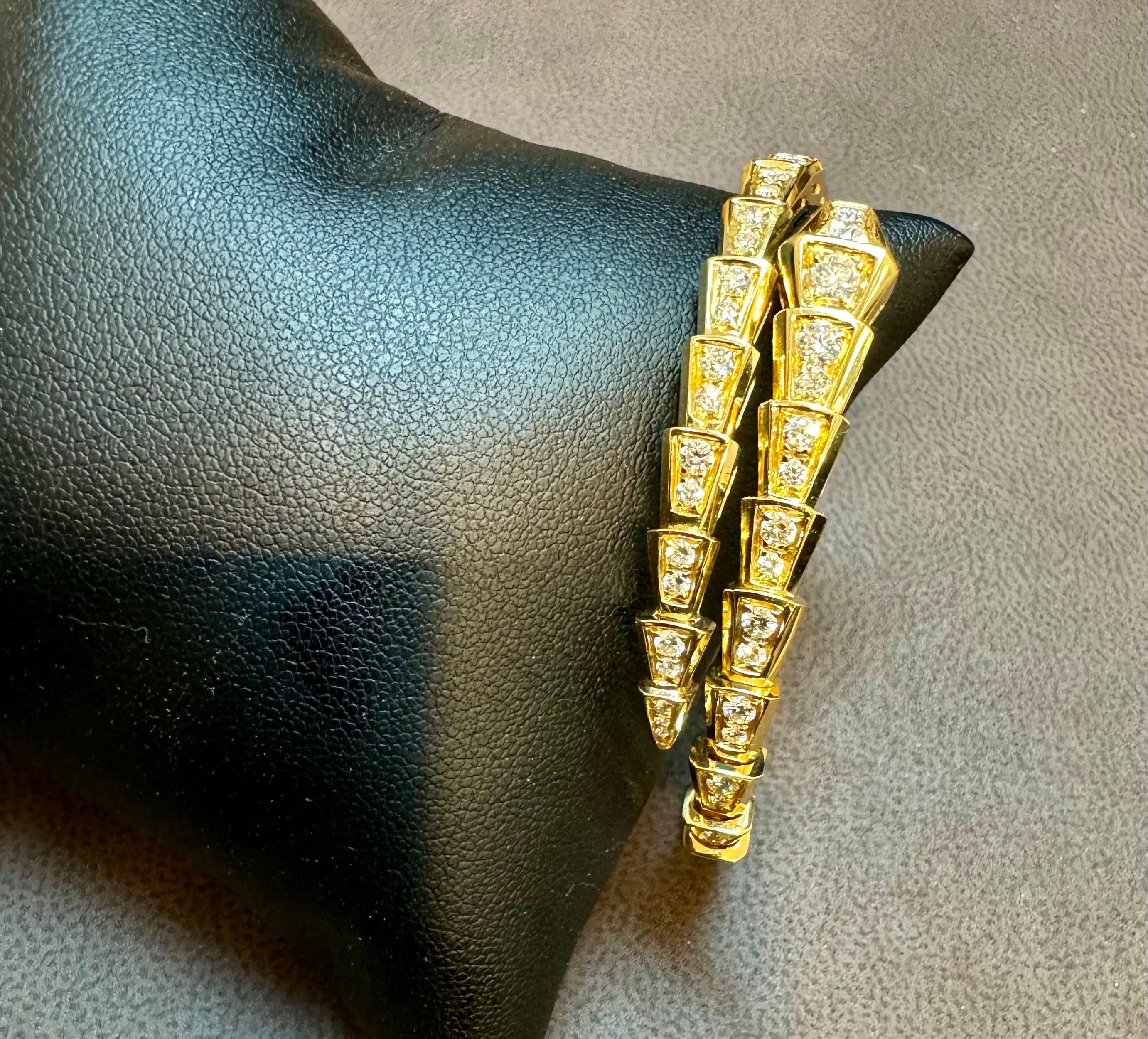 18k Yellow Gold 3 Ct Pave Diamond Serpenti Viper Slim Bracelet Size small 3