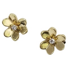 18k yellow Gold "3 Leaf Clover" Diamond earrings