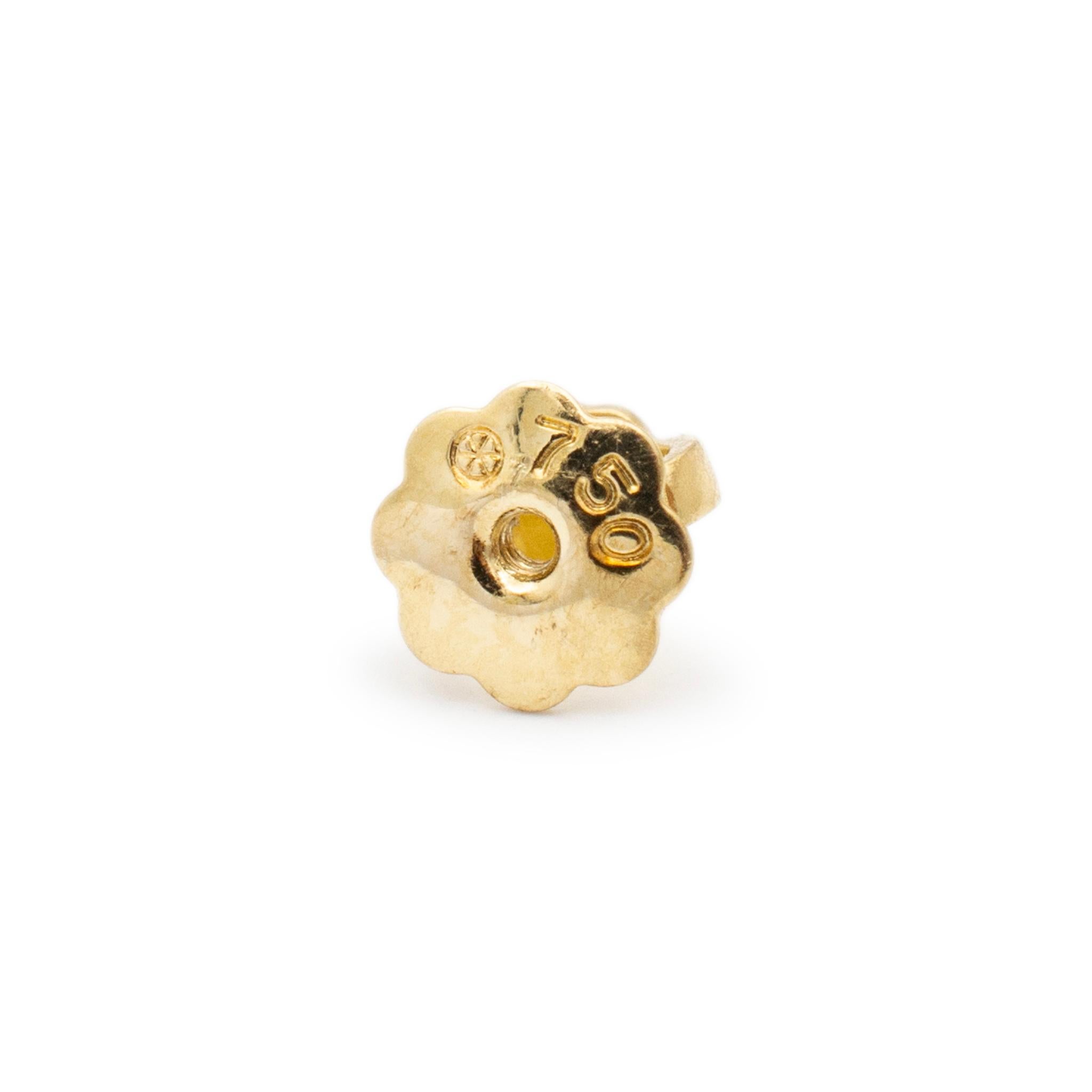 Women's 18K Yellow Gold 3-Prong Martini Diamond Stud Earrings For Sale