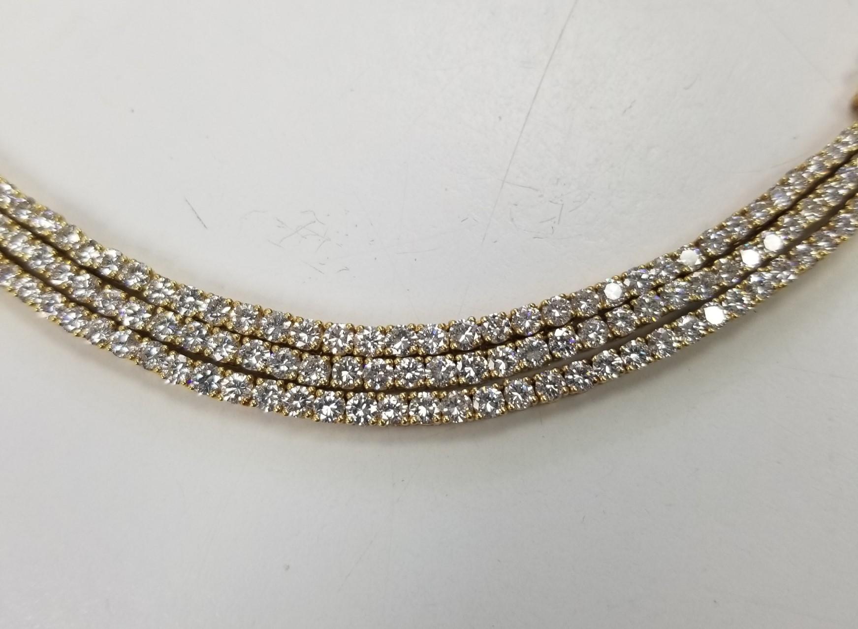 *Motivated to Sell – Please make a Fair Offer*
Specifications:
Metal: 18K Yellow Gold
Weight: 103.80 Gr
Main Stone: Round cut Diamonds
Carat Total Weight: 7.07 ctw
Color: E-F
Clarity: VS1-2
Length: 16.5 inch
Hallmark: 18K

