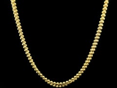 18k Yellow Gold 3 Strand Bead Ball Link 16" Chain Necklace w/ Lobster Claw Clasp