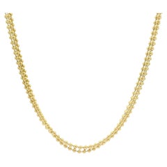 18k Yellow Gold 3 Strand Bead Ball Link 16" Chain Necklace w/ Lobster Claw Clasp
