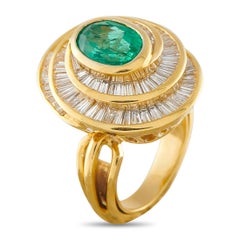 18K Yellow Gold 3.0ct Diamond and Emerald Ring MF08-050126
