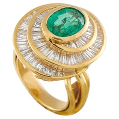 18K Yellow Gold 3.0ct Diamond and Emerald Ring MF08-050126