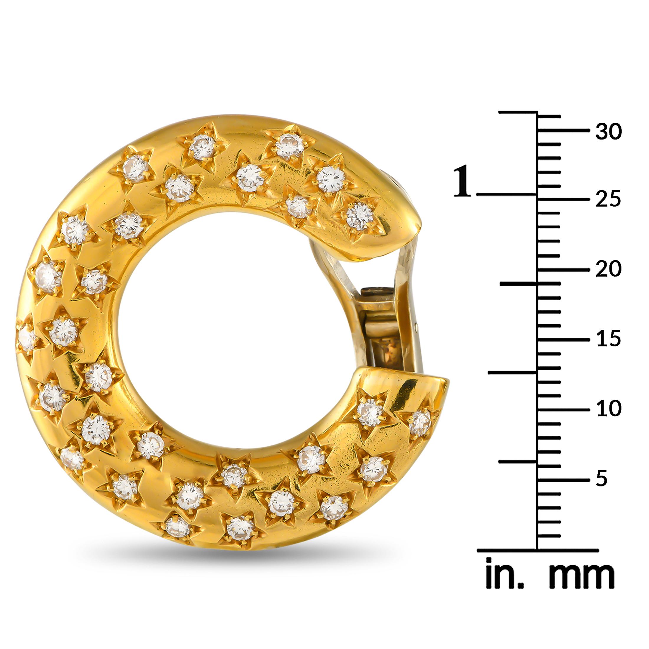 Round Cut 18K Yellow Gold 3.0ct Diamond Circular Earrings MF11-012424 For Sale