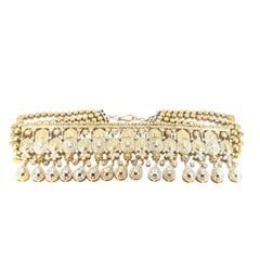 18k Yellow Gold 30ctw Diamond Indian Multi-Row Choker Necklace