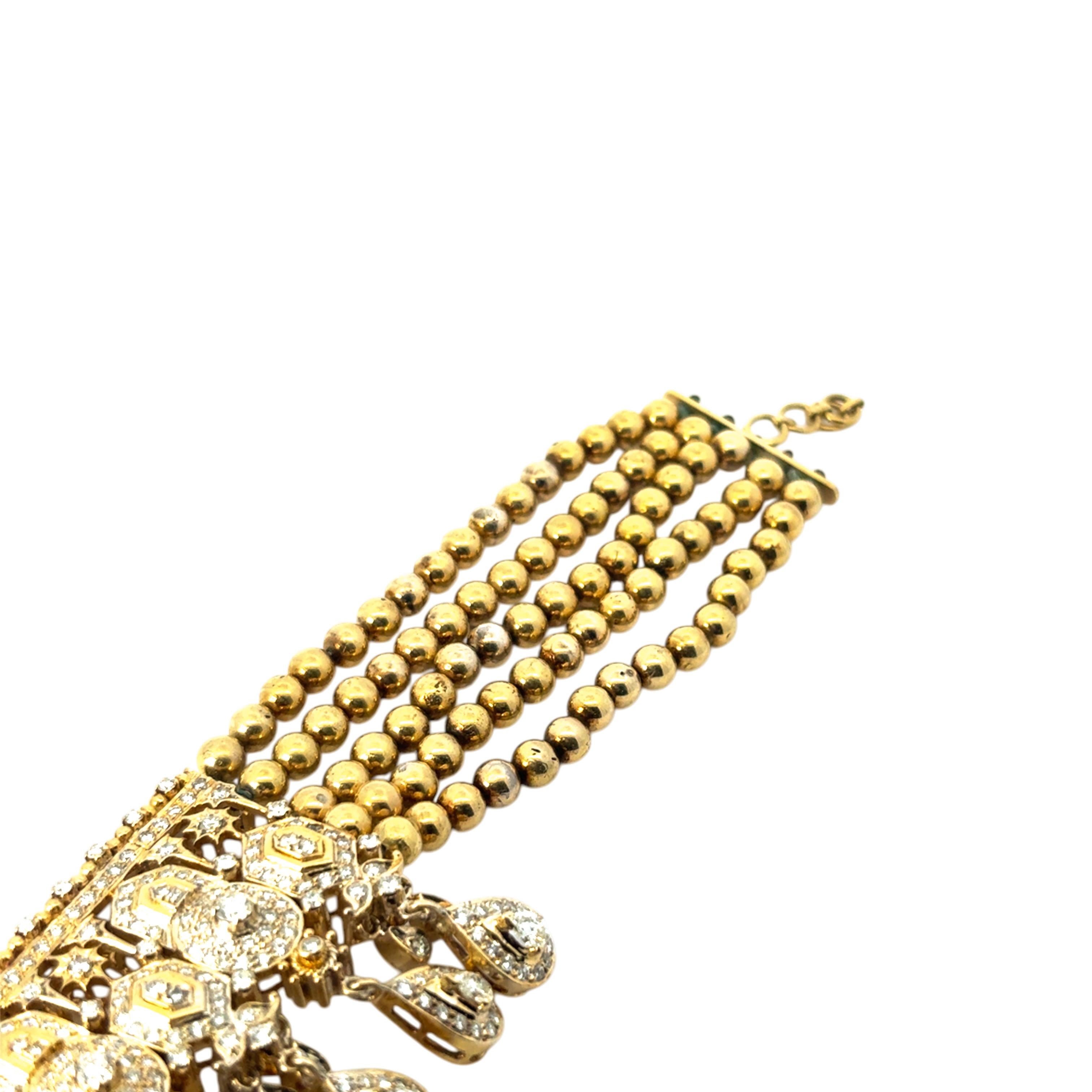 Collana girocollo indiana a più file in oro giallo 18k con diamanti da 30 carati in vendita 2