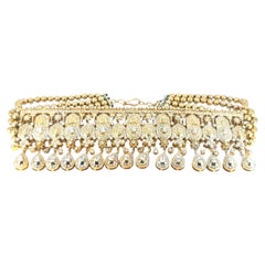 18k Yellow Gold 30ctw Diamond Indian Multi-Row Choker Necklace