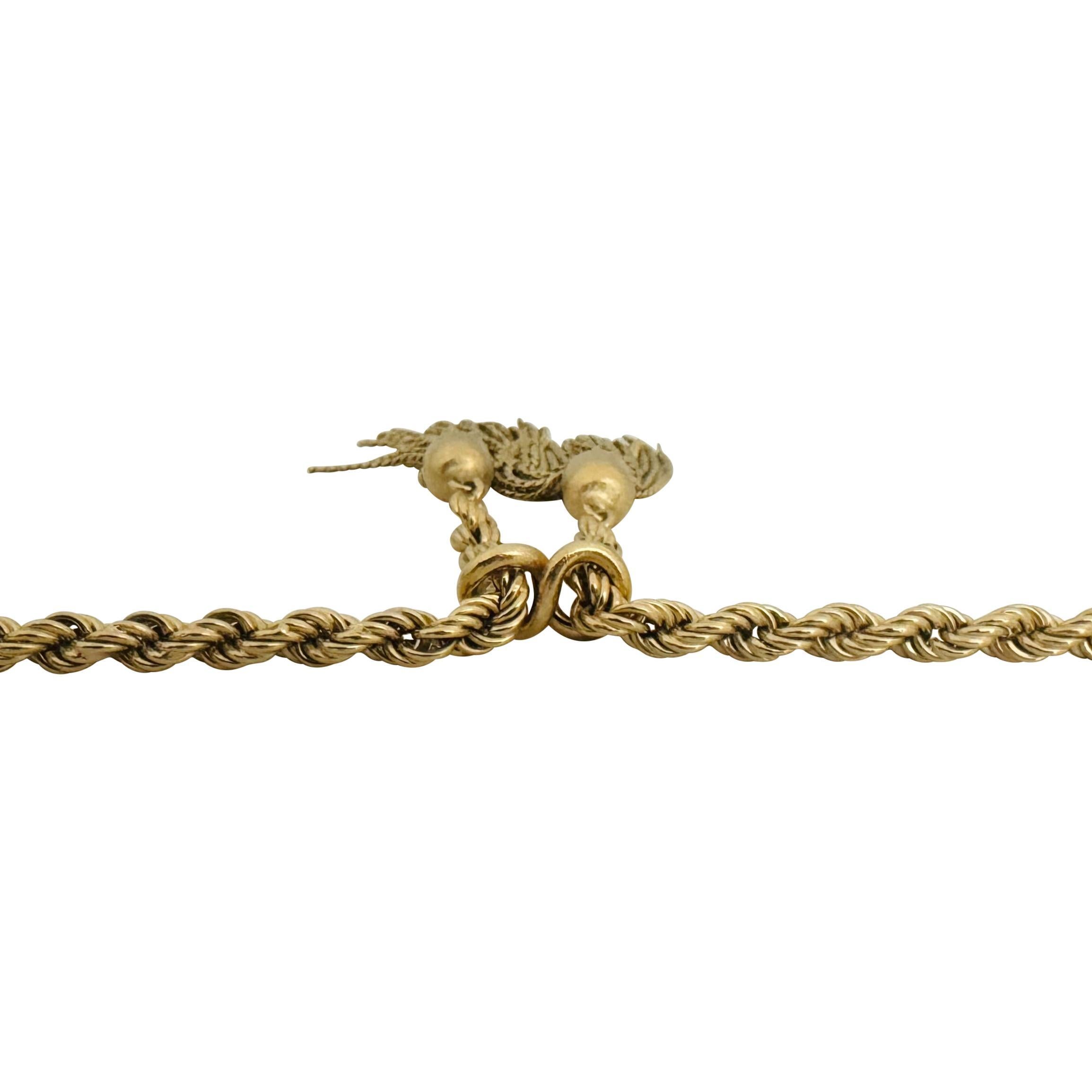 18 Karat Gelbgold 30g Vintage Damen Lariat Quaste Seil Halskette Italien 21