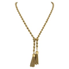 18 Karat Gelbgold 30g Vintage Damen Lariat Quaste Seil Halskette Italien 21"