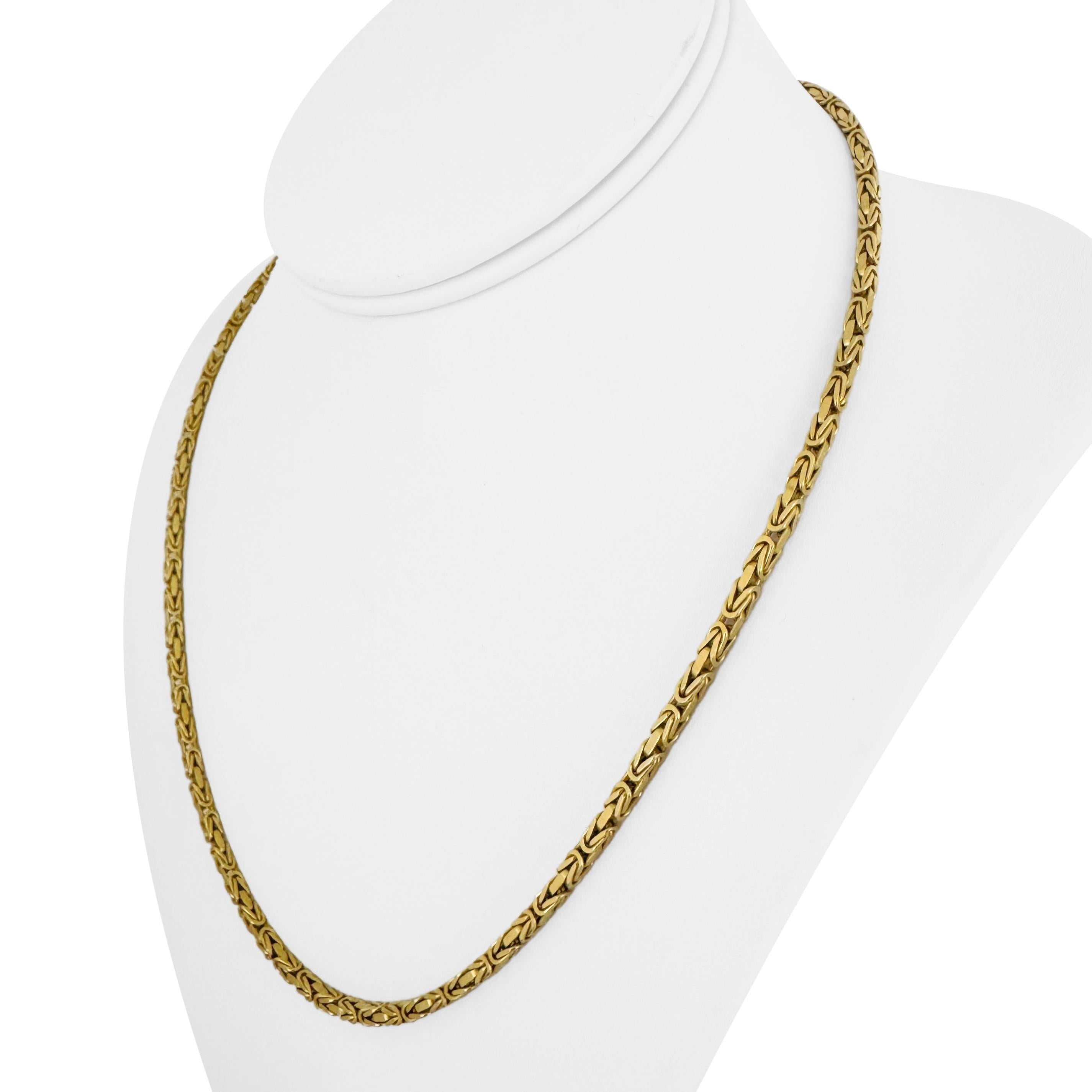 18 Karat Gelbgold 31g massive schwere, quadratische, byzantinische Gliederhalskette Italien 19.5