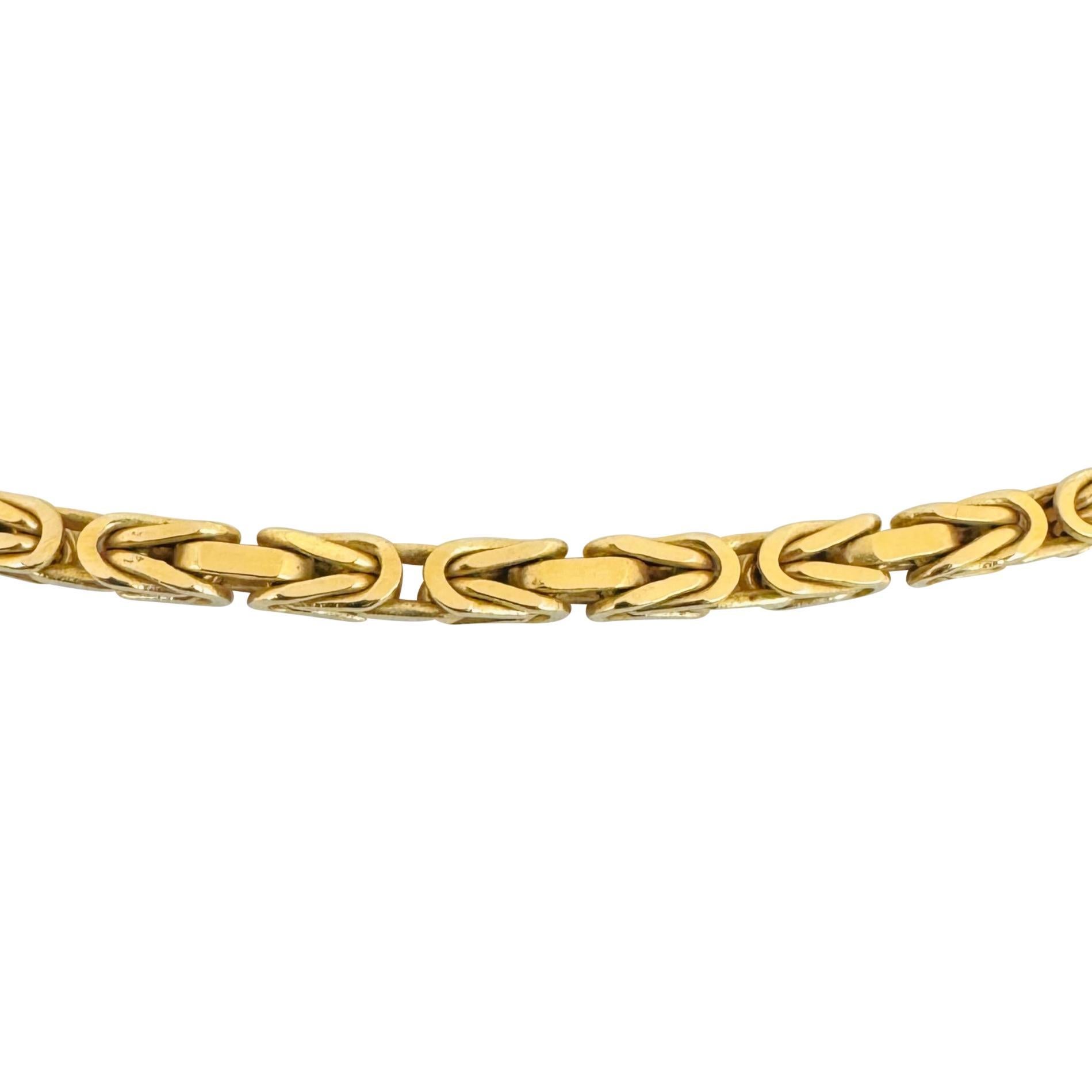 18 Karat Gelbgold 31g massive schwere, quadratische, byzantinische Gliederhalskette Italien 19.5