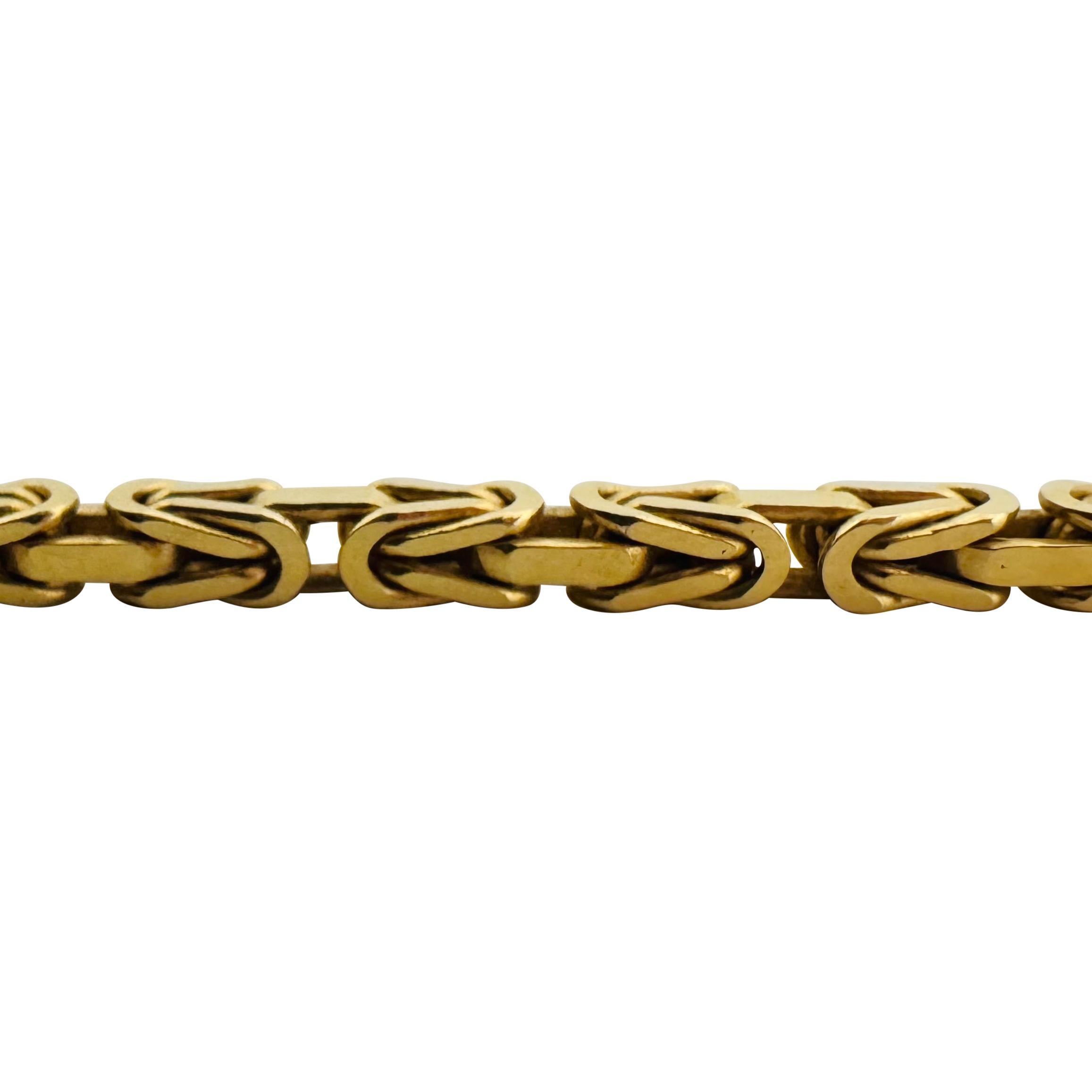18 Karat Gelbgold 31g massive schwere, quadratische, byzantinische Gliederhalskette Italien 19.5