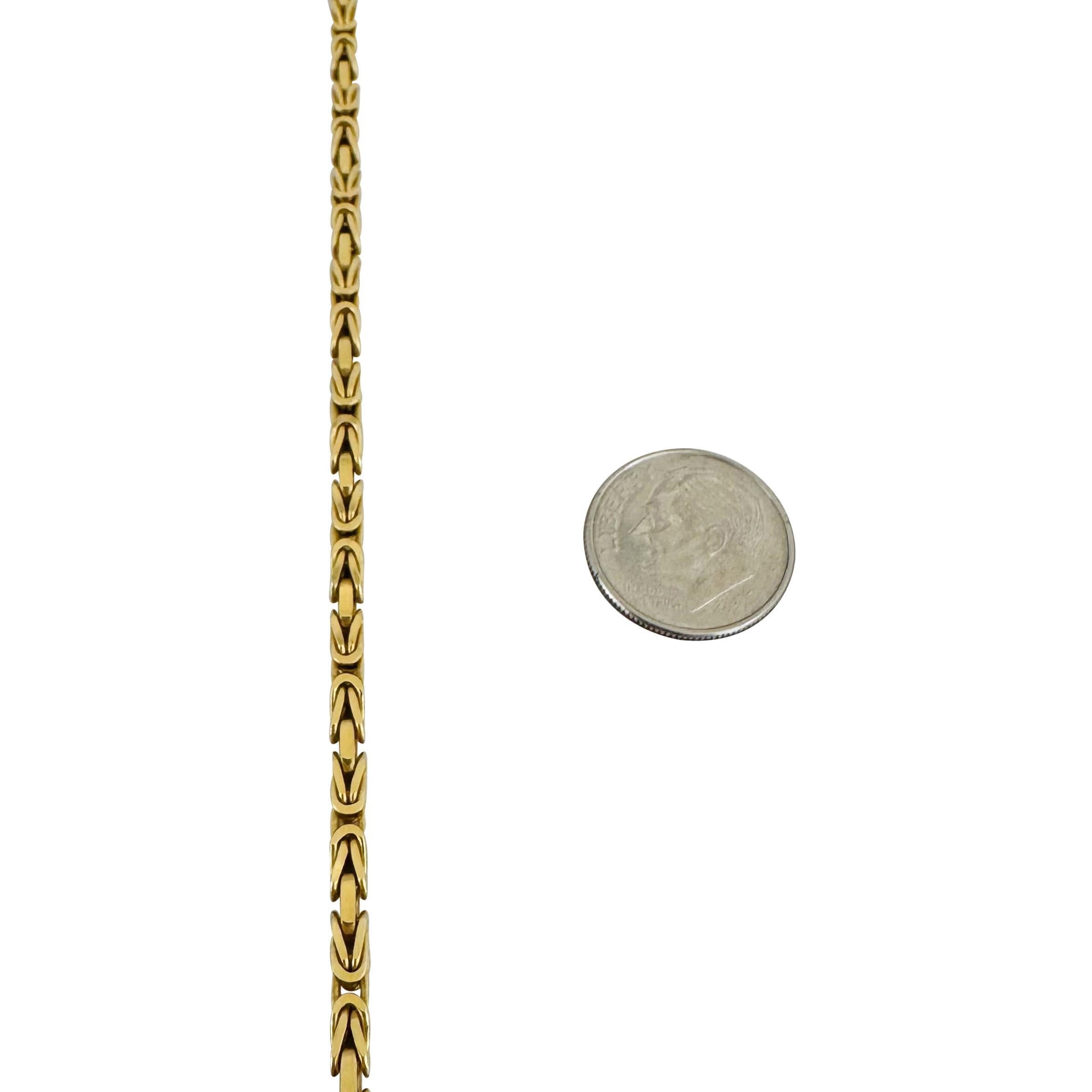 18 Karat Gelbgold 31g massive schwere, quadratische, byzantinische Gliederhalskette Italien 19.5