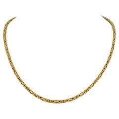 Collana in oro giallo 18k 31g massiccio con maglie bizantine squadrate Italia 19.5