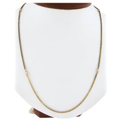 18k Yellow Gold 3.1mm White Pearl by the yard 31" Curb Chain Station Necklace
