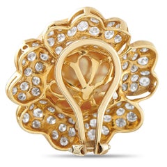 18K Gelbgold 3,25ct Diamant und goldene Perlen Blume Ohrringe MF32-011626