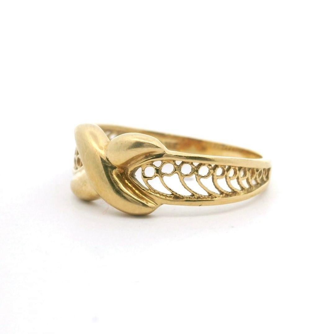 18k Yellow Gold 3.2g Vintage X Crossover Band Ring Turkey Size 9 In Good Condition In Guilford, CT