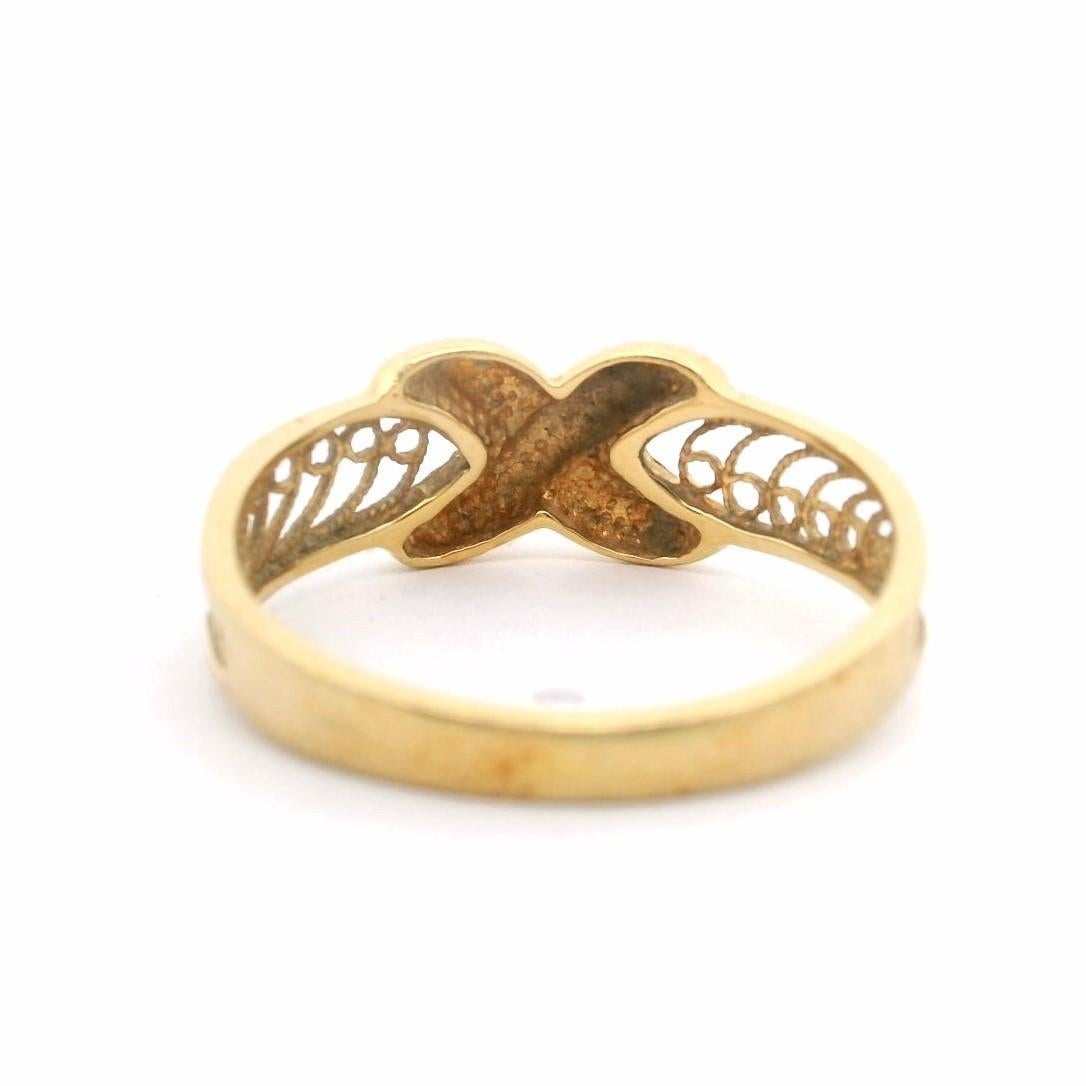 Women's 18k Yellow Gold 3.2g Vintage X Crossover Band Ring Turkey Size 9