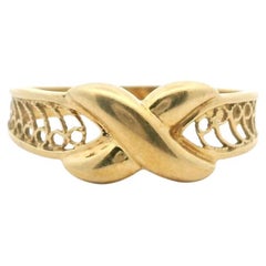 Oro giallo 18k 3,2 g Anello Vintage X Crossover Band Tacchino Taglia 9