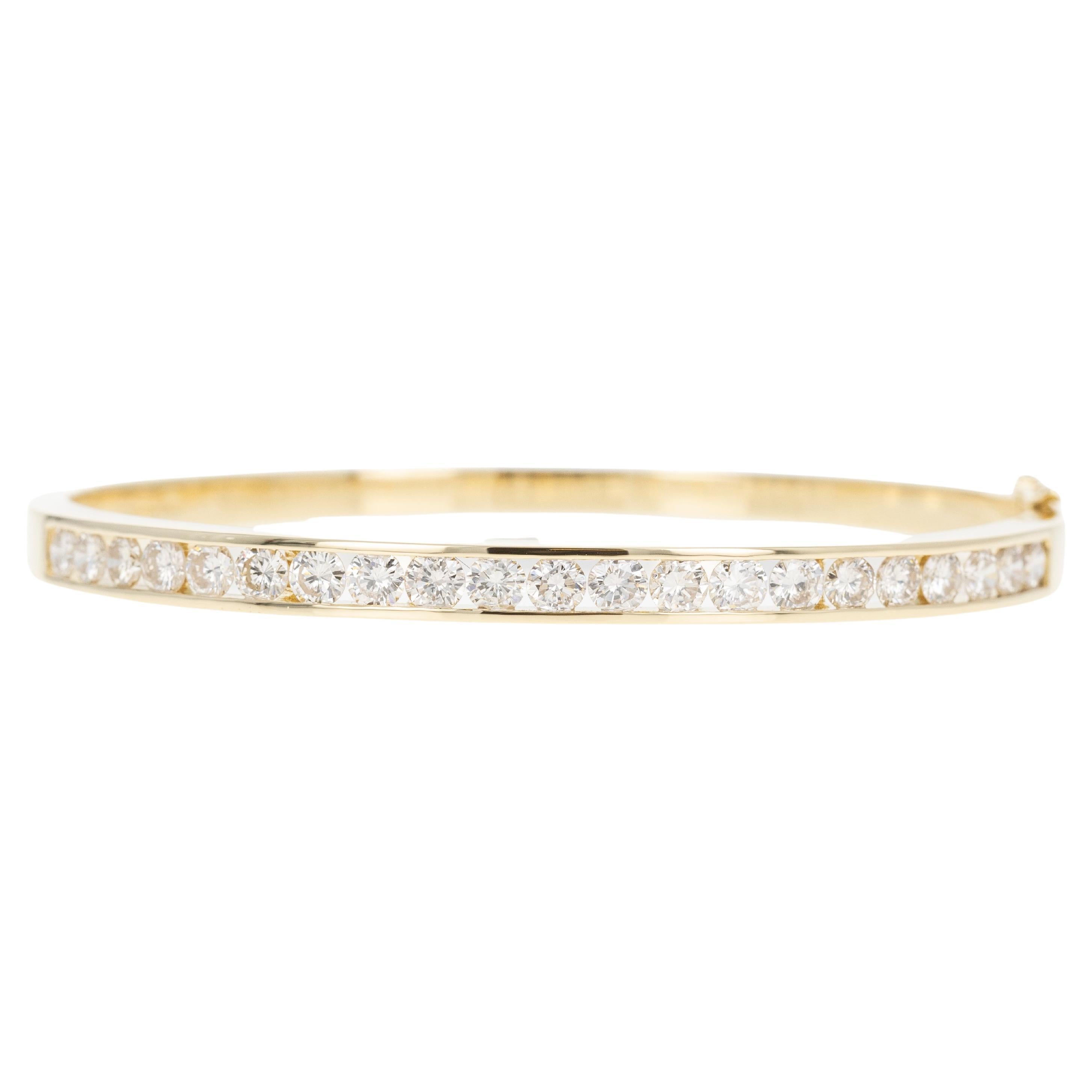 18K Yellow Gold 3.33 Carat Diamond Channel Set Bangle