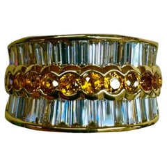 18 Karat Gelbgold 3,34 Karat Gelber Saphir Channel Set Baguette-Diamantband