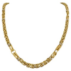 Collar de Eslabones Bizantinos de Oro Amarillo de 18k 33,4 g UnoAErre Fancy Italia 28" Largo