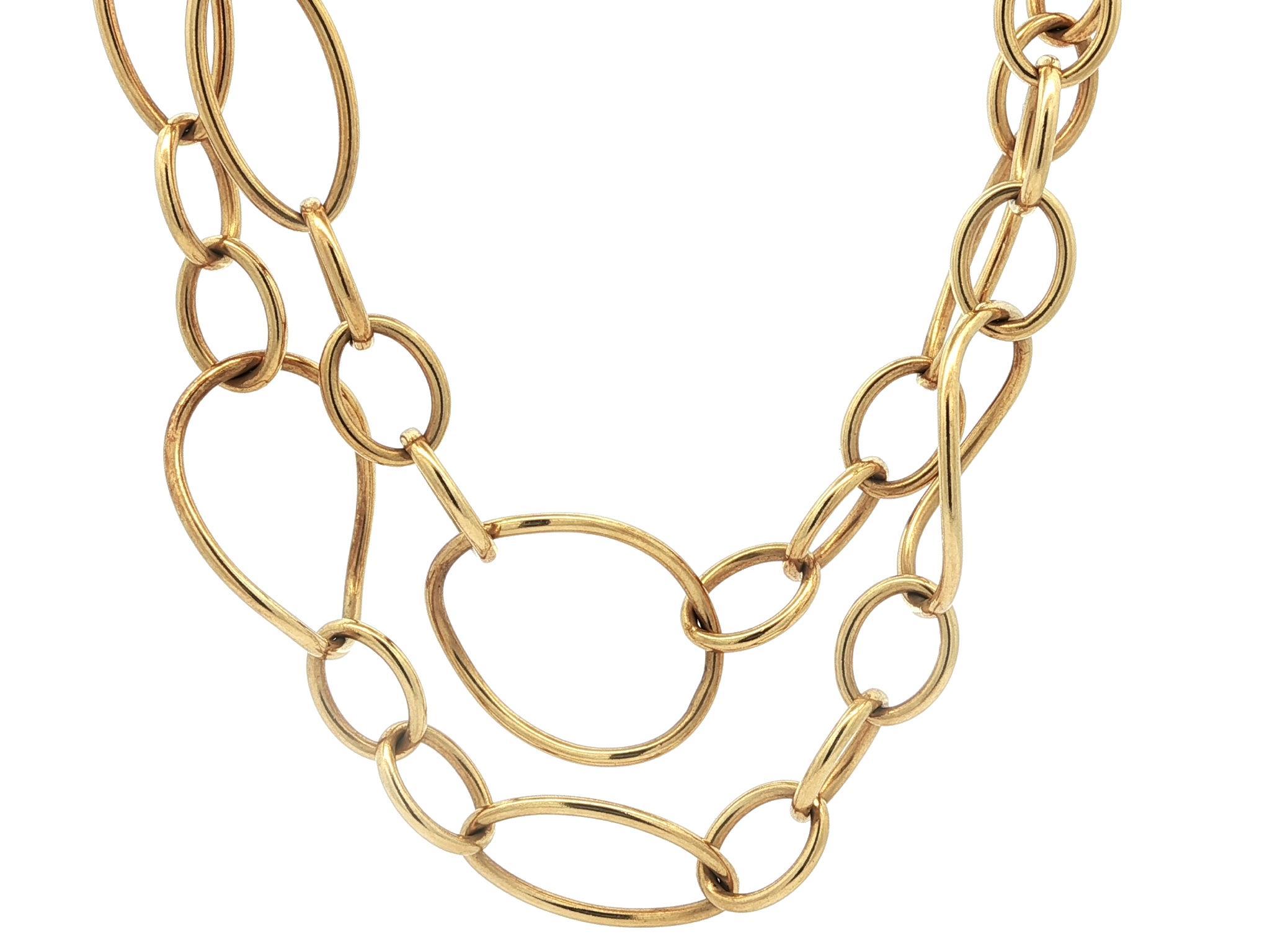 Collier en or jaune 18k à maillons ouverts avec fermoir à bascule Excellent état - En vente à Montclair, NJ