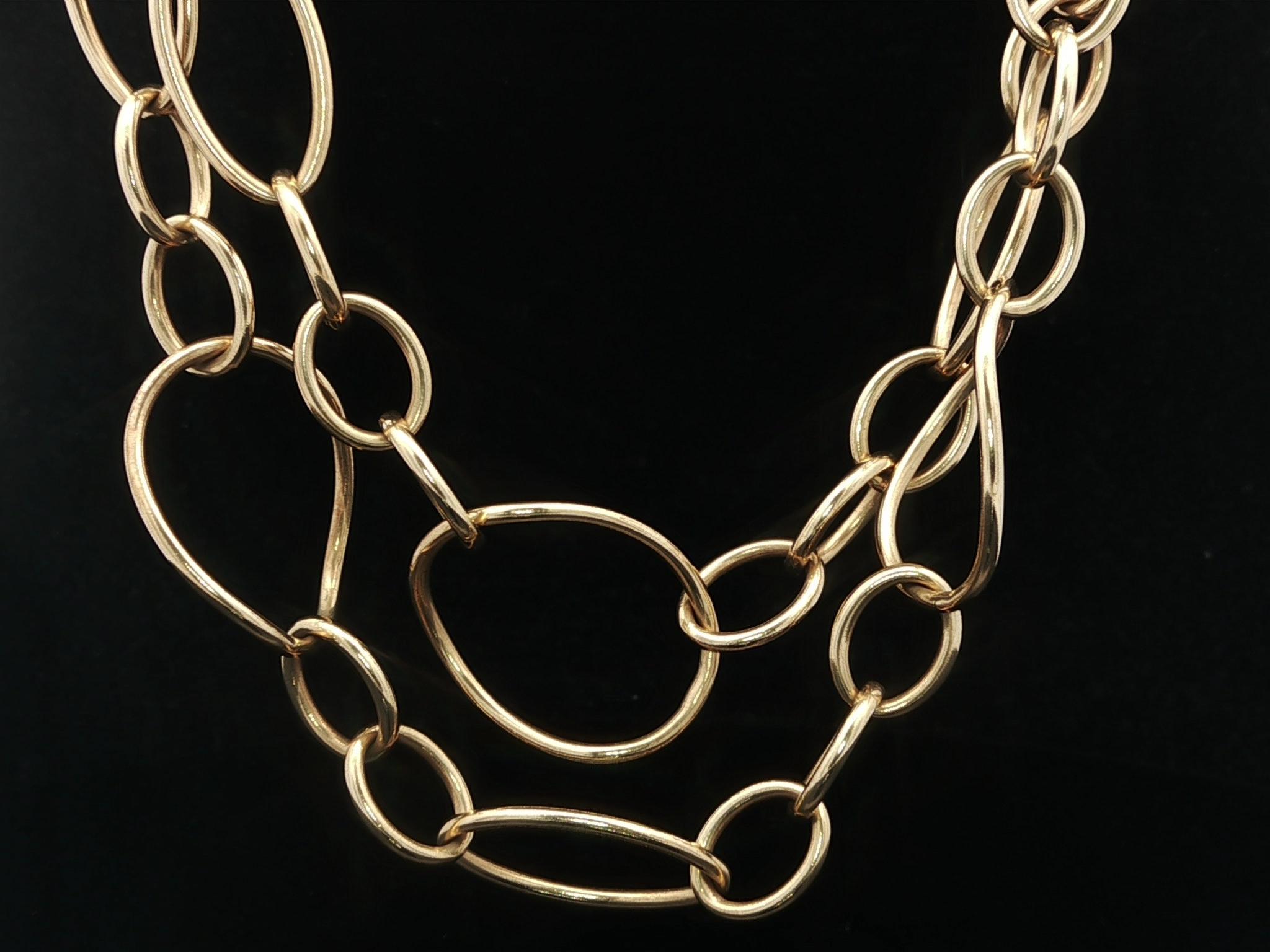 Collier en or jaune 18k à maillons ouverts avec fermoir à bascule Pour femmes en vente