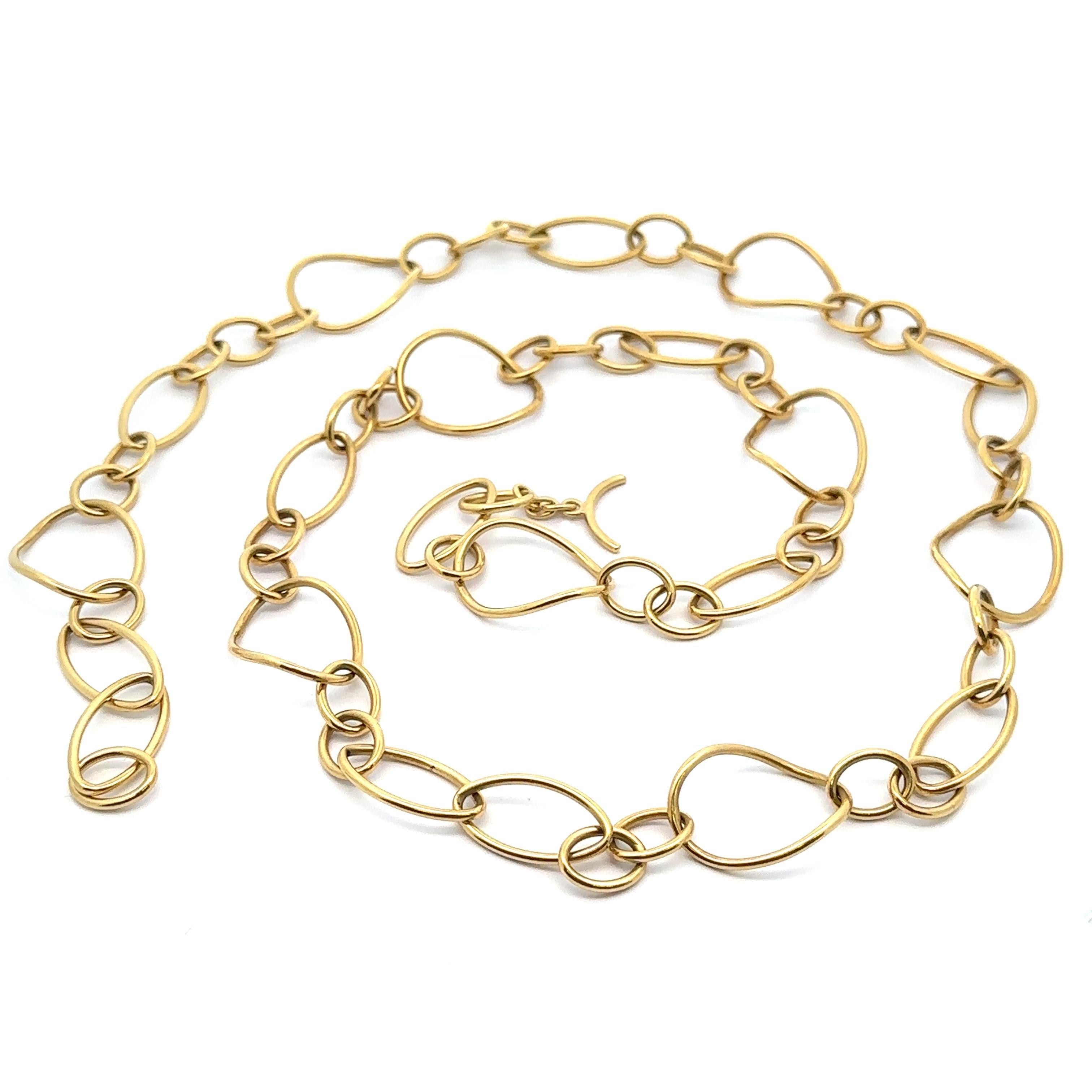 Collier en or jaune 18k à maillons ouverts avec fermoir à bascule en vente 2