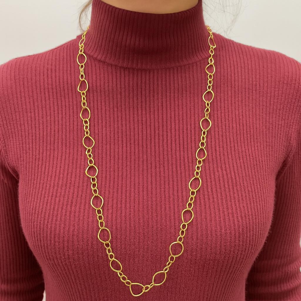 Collier en or jaune 18k à maillons ouverts avec fermoir à bascule en vente 3