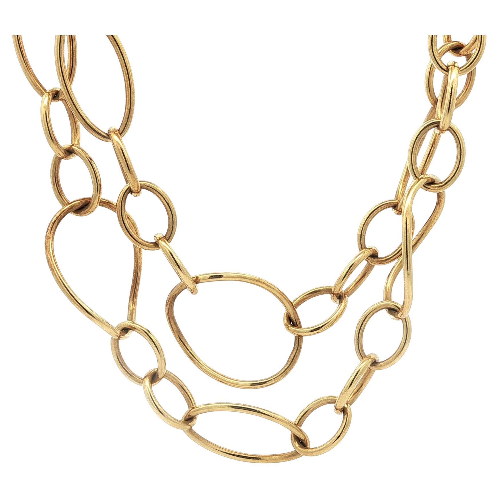Collier en or jaune 18k à maillons ouverts avec fermoir à bascule