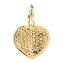 18k Yellow Gold 3.36ctw Fiery Pave Diamond Large Heart Enhancer Pendant
