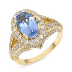 18k Yellow Gold 3.39ct Mozambique Paraiba Tourmaline & 1.80tcw Diamond Ring