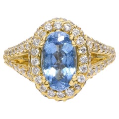 18k Yellow Gold 3.39ct Mozambique Paraiba Tourmaline & 1.80tcw Diamond Ring