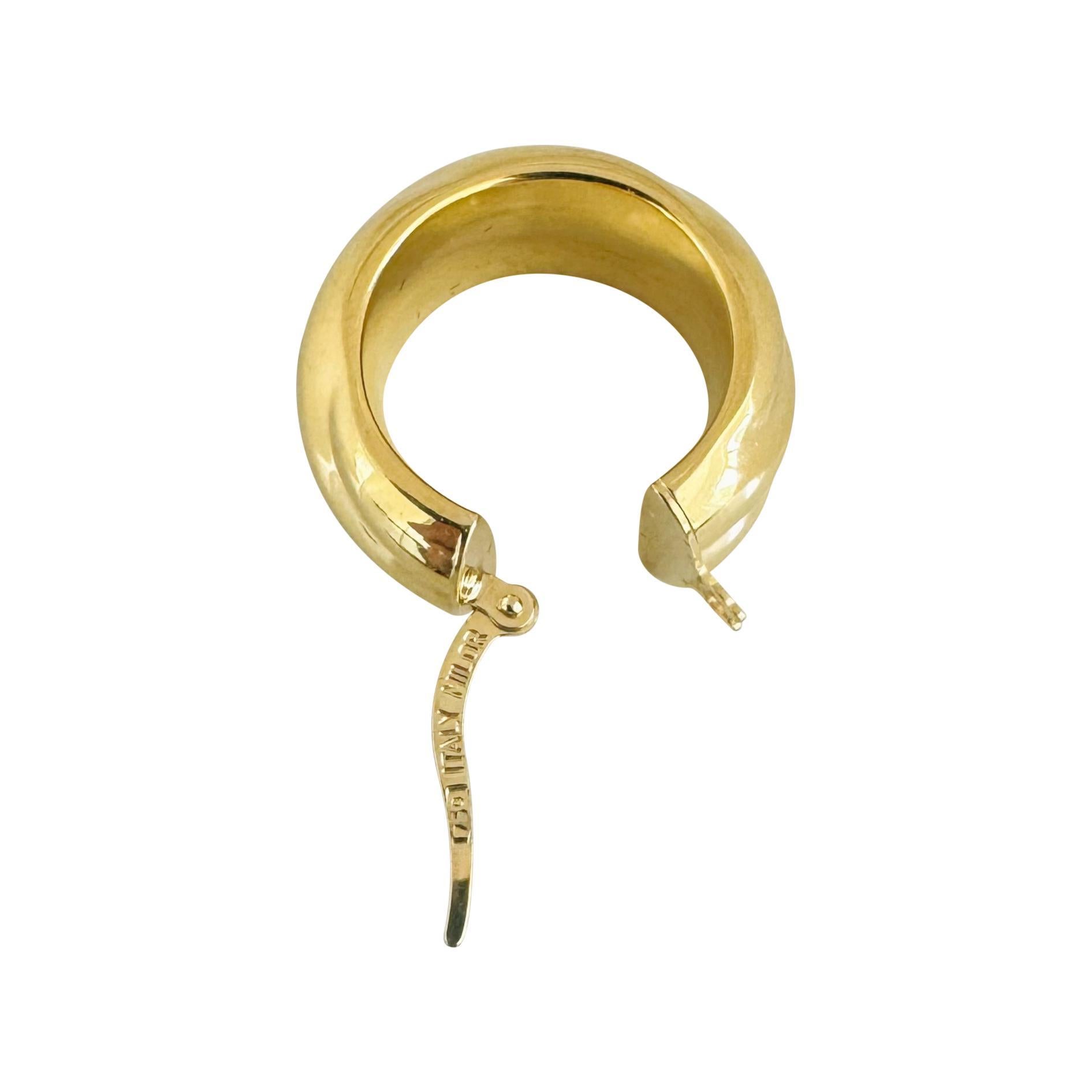 18 Karat Gelbgold 3,3 Karat Matrosen gerippte polierte Huggie-Ohrringe Italien Damen