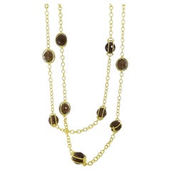 18K Yellow Gold 34-Inch Doppio Smokey Topaz Link Necklace