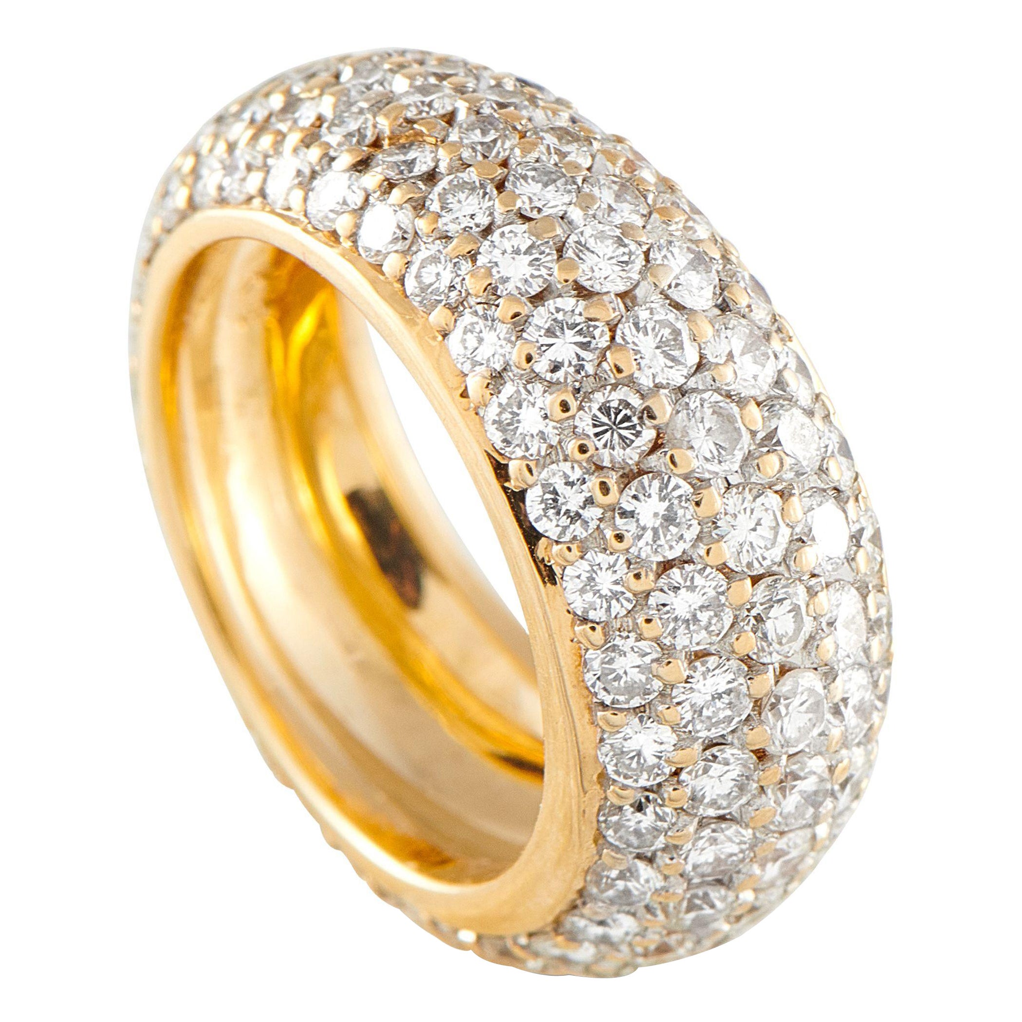 18K Yellow Gold 3.40ct Diamond Eternity Band Ring For Sale