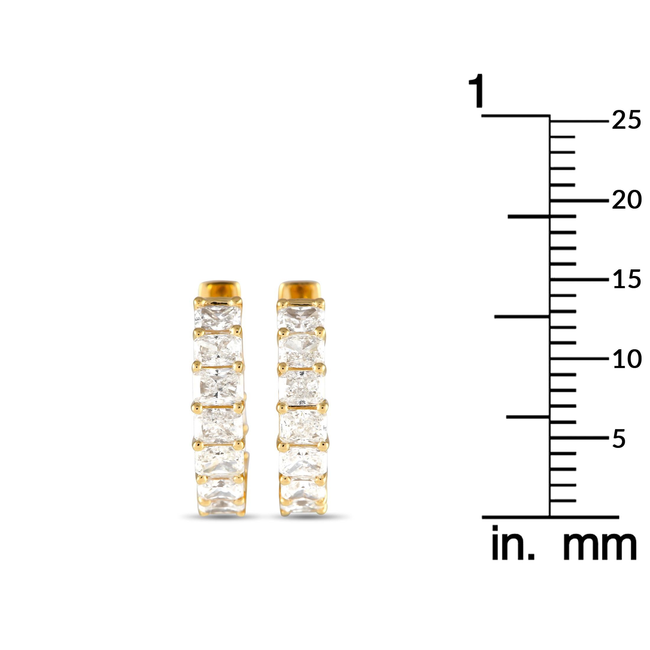 Pendientes de aro de diamantes de 3,40 ct en oro amarillo de 18 quilates Corte redondo