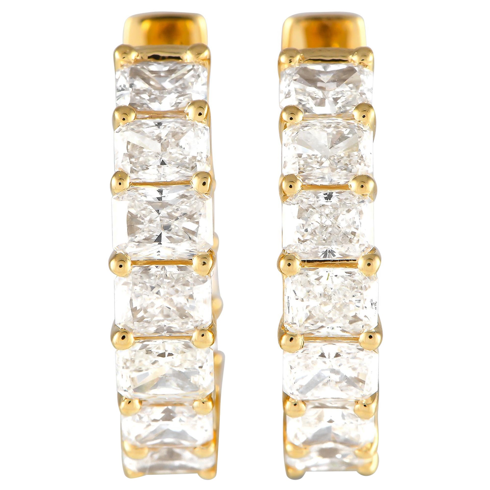 Pendientes de aro de diamantes de 3,40 ct en oro amarillo de 18 quilates