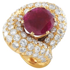 18K Yellow Gold 3.50ct Diamond and Ruby Cocktail Ring MF03-062526