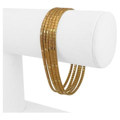 Oro giallo 18k 35.4g Bracciale Omega a cinque fili vintage pesante Italia 7.25"