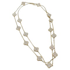 18K Yellow Gold 36" Double Sided Diamond Multi-Clover Necklace