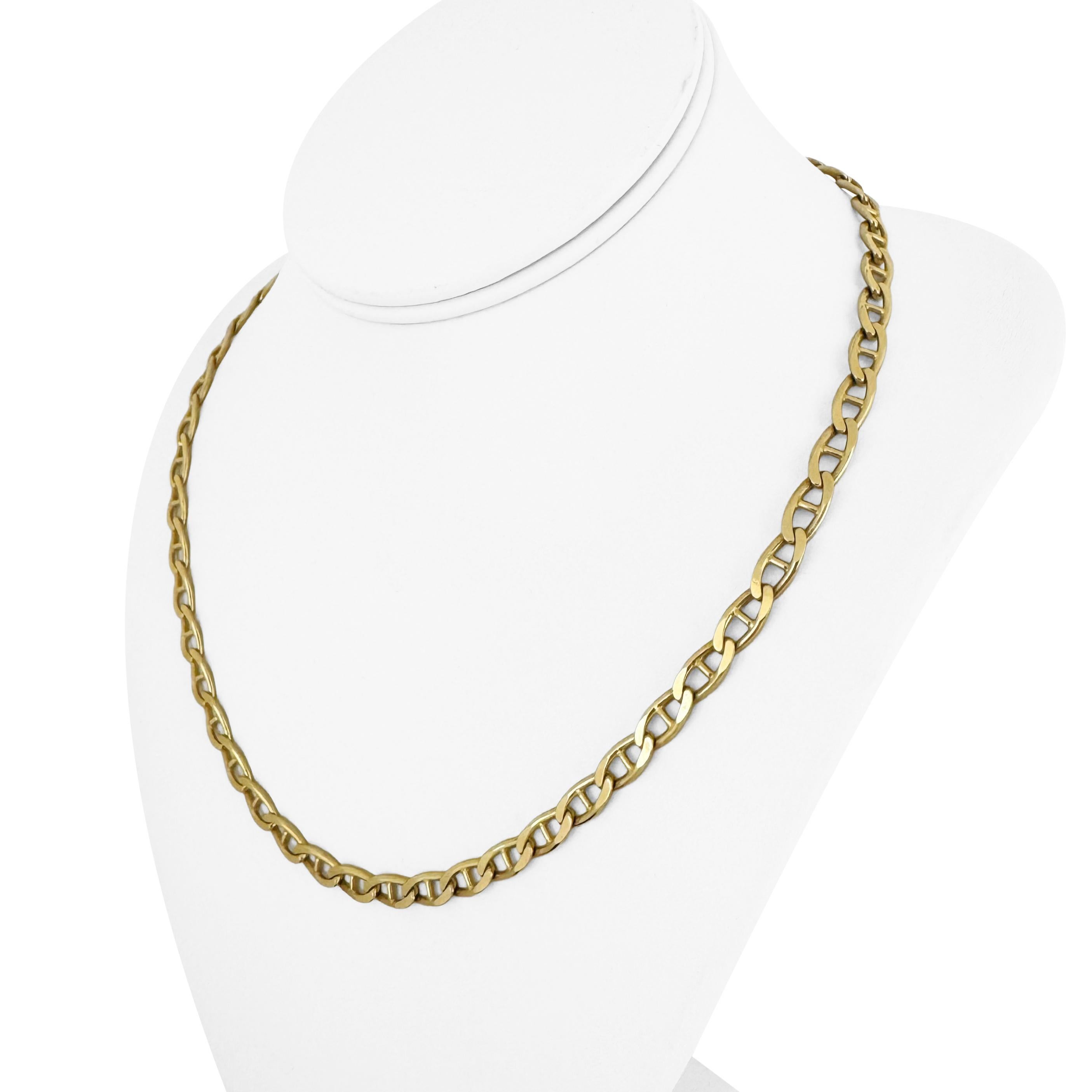 Women's 18k Yellow Gold 36.2g Solid Vintage Mariner Link Chain Necklace Italy 19.5