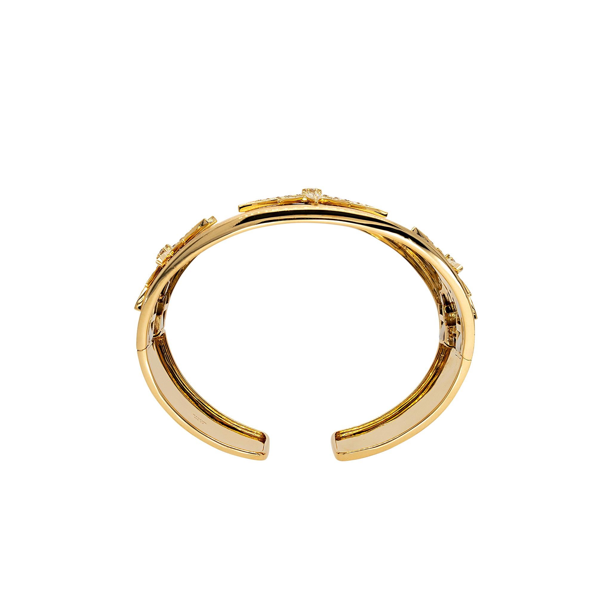 Fermoir du bracelet en or jaune 18 carats avec diamants naturels brillants ronds de 3,73 carats en vente 1